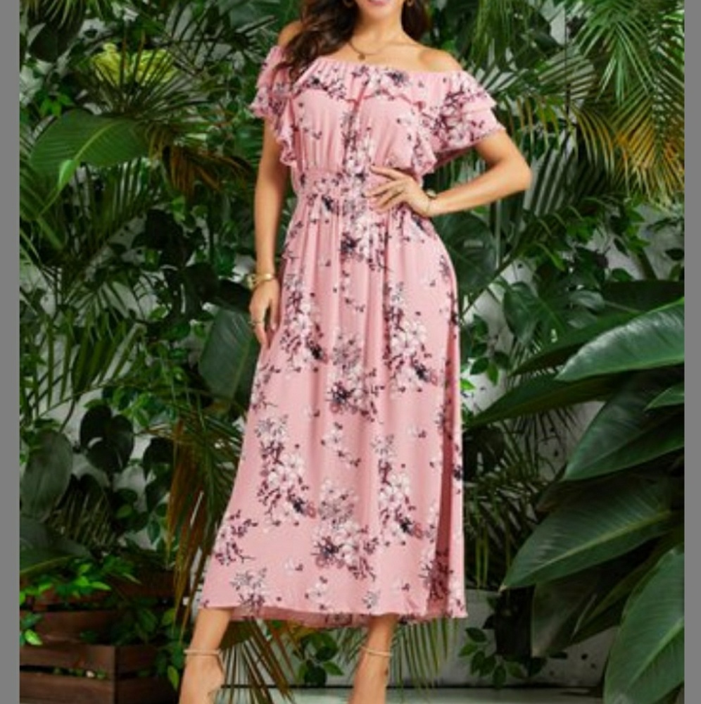 Pink ruffle floral feminine girly dress